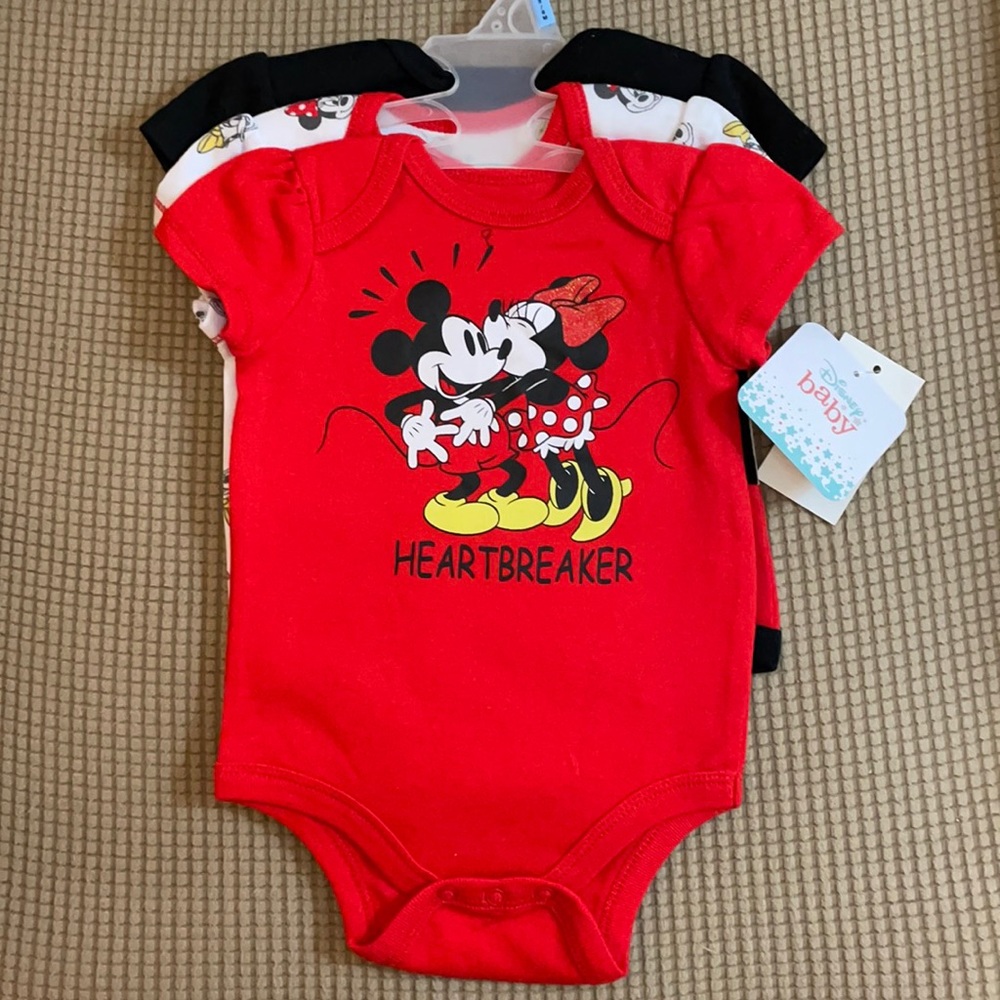 👼3 for $10👼 Disney 3 Pack Baby Girl Onesies. NWT. 3-6M.